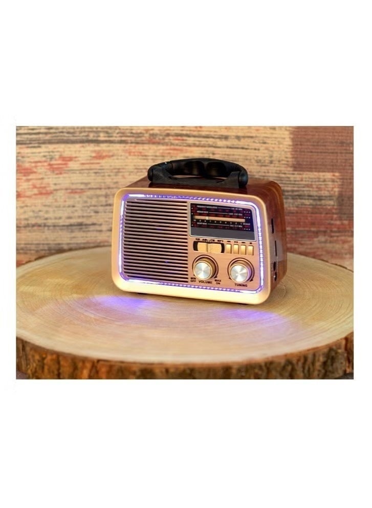 Portable radio FM - AM - SW Gold/Brown/Black Bluetooth Portable Audio TF Card USB Flash disk Aux playback - Image 3